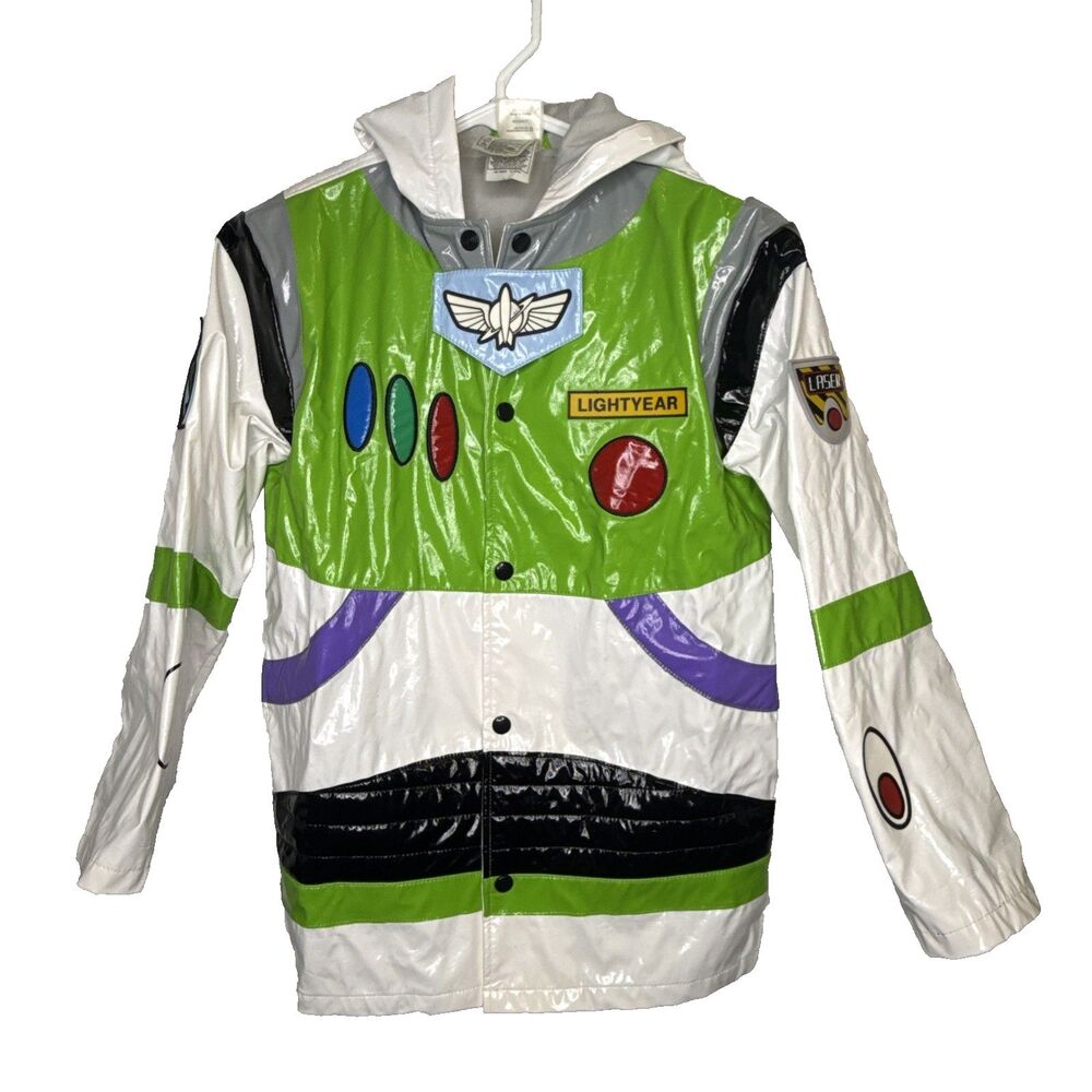 Disney Store Toy Story Buzz Lightyear Rain Coat Jacket Hooded Kids Size 10 L